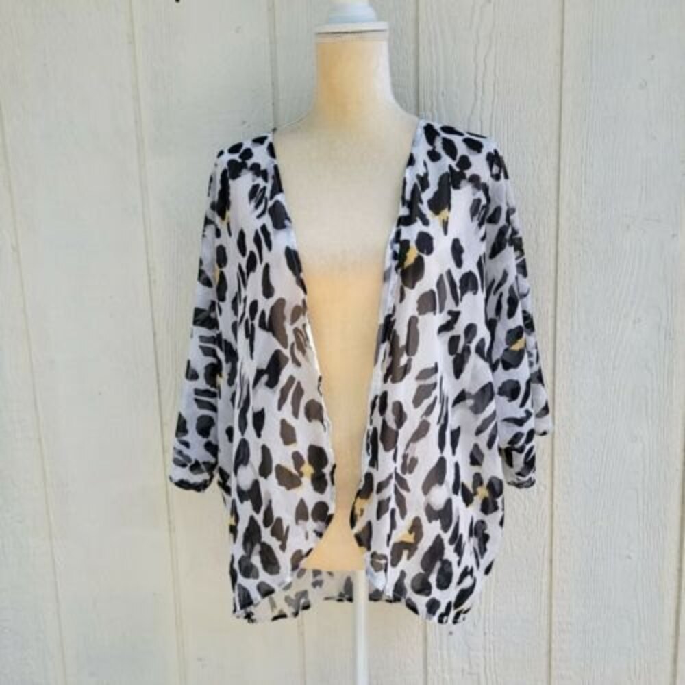 Womens Leopard Print Sheer Open Front Cardigan/Sw… - image 1